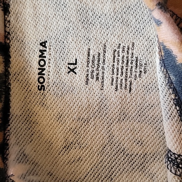 SONOMA Floral Print Long Sleeve Sweatshirt Style Top Black Rose Beige Tan sz XL - Picture 6 of 10